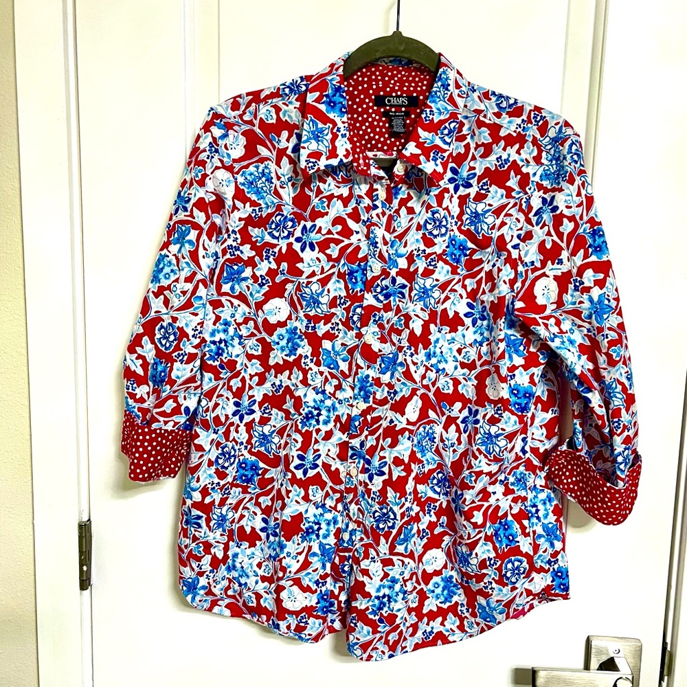 Chaps Women’s Button Up Shirt 3/4 Sleeve Shirt XL